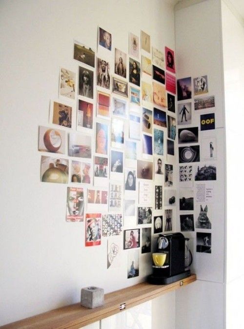 DIY Projekt kreative Fotowand in der Kaffeeecke im Büro tolle Idee