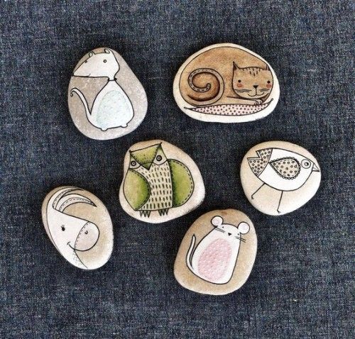 kleine niedliche Tiere auf Steine malen 