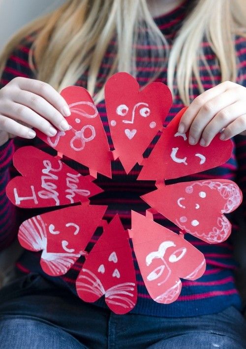 valentinstag basteln mit kindern kranz papier
