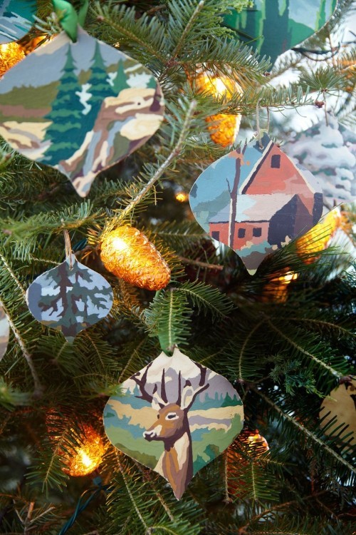 Lichterkette Weihnachtsbaum Ornamente aus Karton
