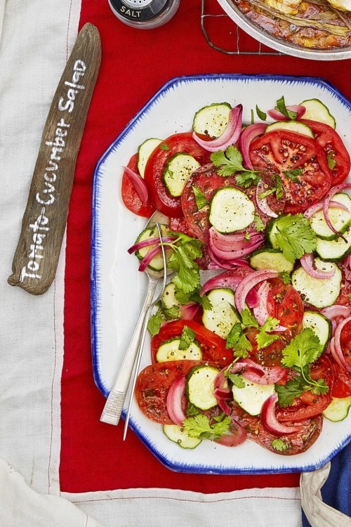 Low Carb Rezepte Tomaten Gurken Salat mit Kräutern