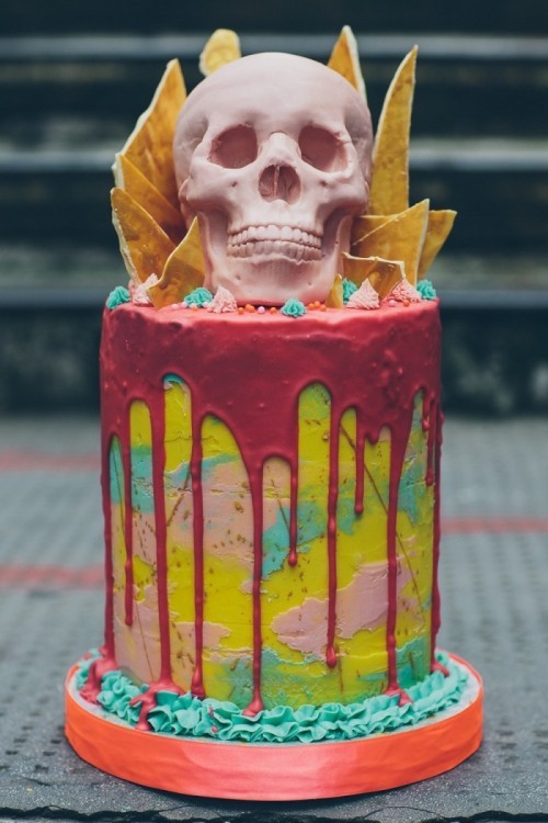 gruselige Halloween Kuchen Deko mit Schädel