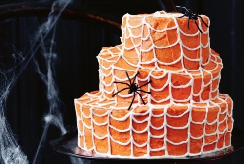 schöne Halloween Kuchen Deko in orange