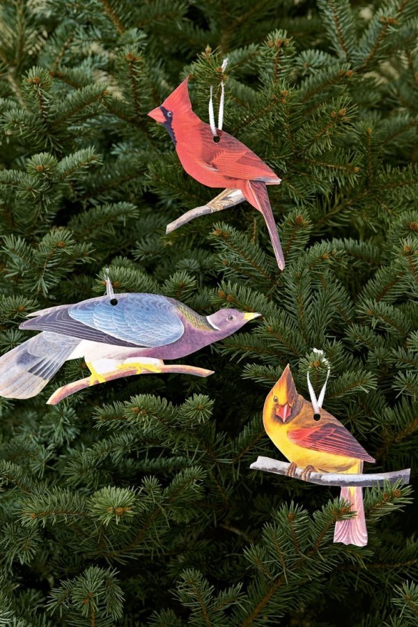 DIY Weihnachtsdeko Ideen Christbaum dekorieren selbst gebastelte Vögel