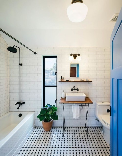 Badezimmer im Vintage und Retrostil typische Gestaltung