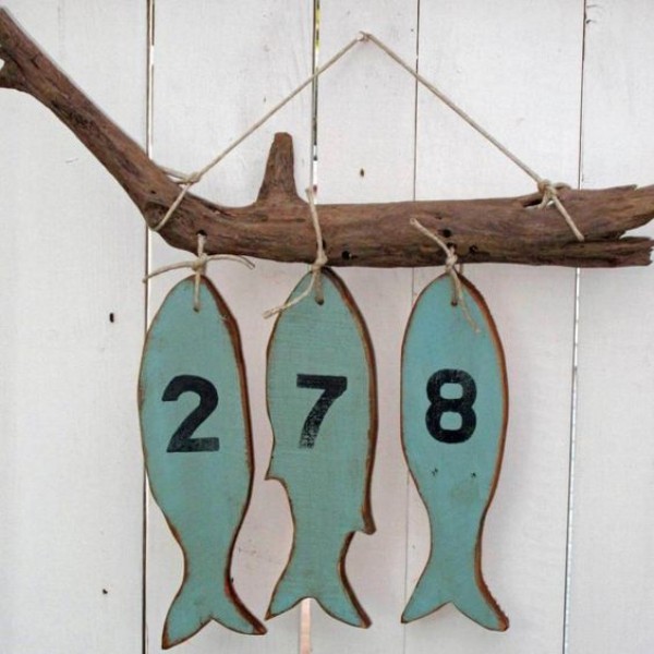 Hausnummern Ideen - fischförmige Schilder 