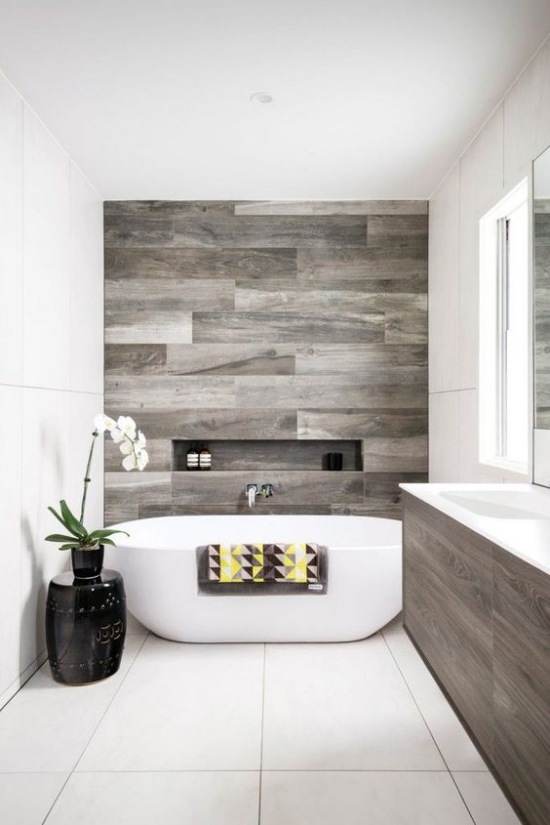 Moderne Einrichtungsideen Badezimmer Grau verschiedene Nuancen in Kontrast