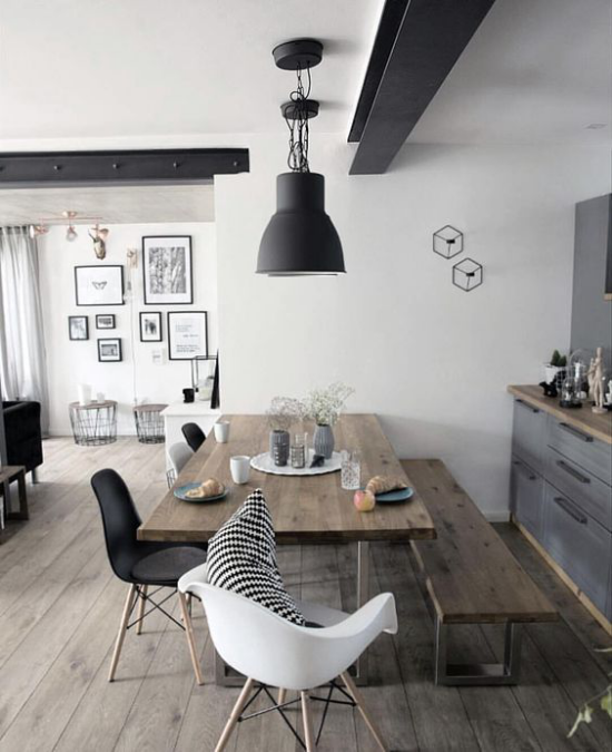 Moderne Einrichtungsideen Ess und Wohnzimmer Holztisch moderne Sitzmöbel