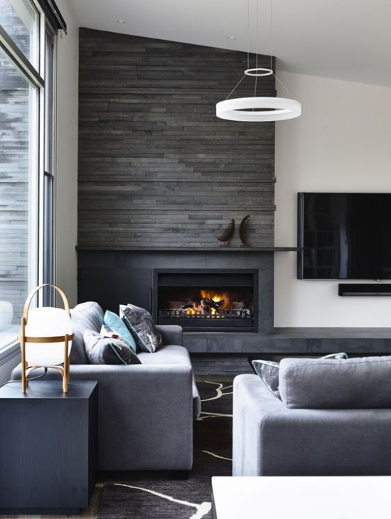 Moderne Einrichtungsideen Wohnzimmer Grau als dominierende Farbe