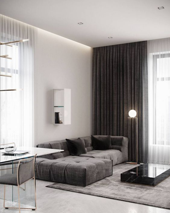 Moderne Einrichtungsideen Wohnzimmer Grau in verschiedenen Nuancen