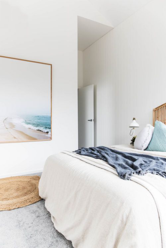 Wohnideen im Küstenstil traumhaftes Schlafzimmer Akzente in Aqua und Sandfarbe