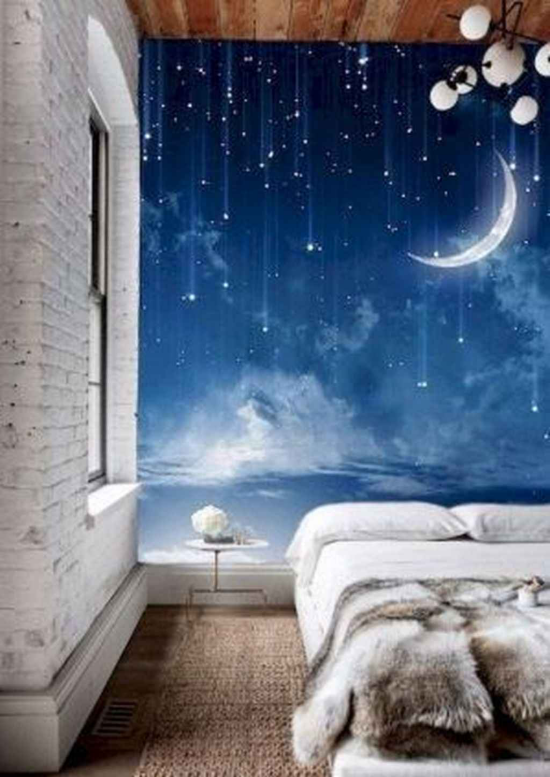 Ideen für modernen künstlerischen Wandschmuck Fototapete im Schlafzimmer romantische Raumgestaltung