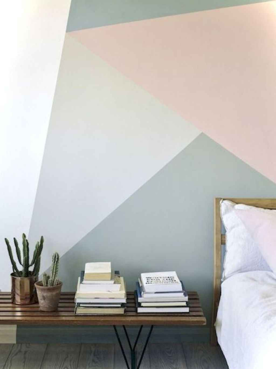 Ideen für modernen künstlerischen Wandschmuck abstrakte Wandgestaltung im Schlafzimmer sanfte Farben