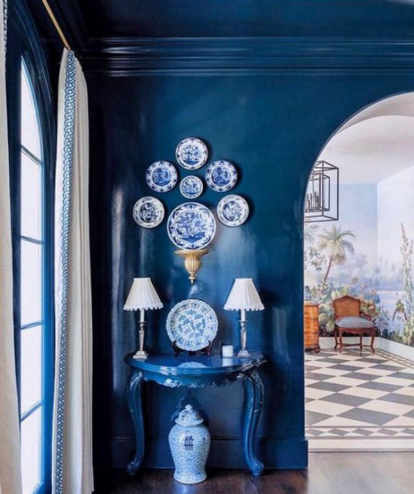 Classic Blue Pantone Farbe des Jahres 2020 Wand Wandteller Lampe Konsolentisch