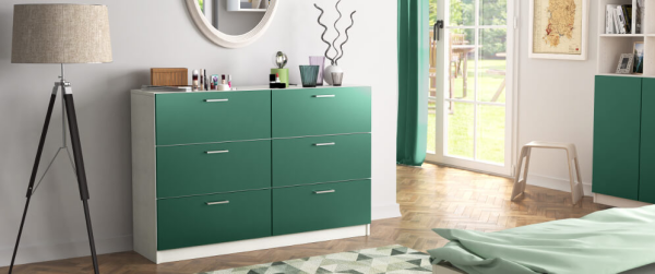 Kommoden modernes Design Fronten in Grün Blickfang im Schlafzimmer