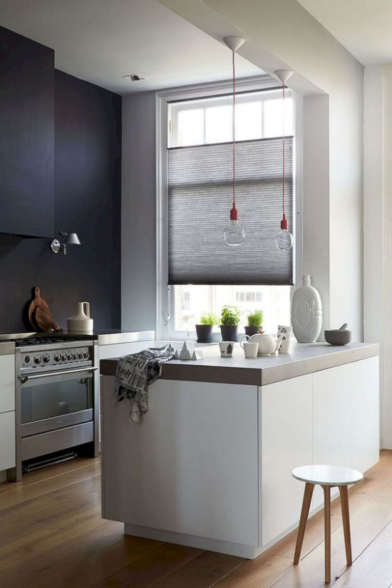 Küchenarbeitsplatten aus Beton Kücheninsel einfach sauber Grau und Weiß dominieren