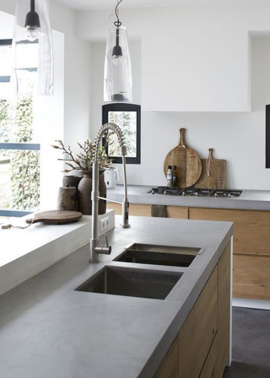 Küchenarbeitsplatten aus Beton Spüle einfaches Raumdesign sehr sauber