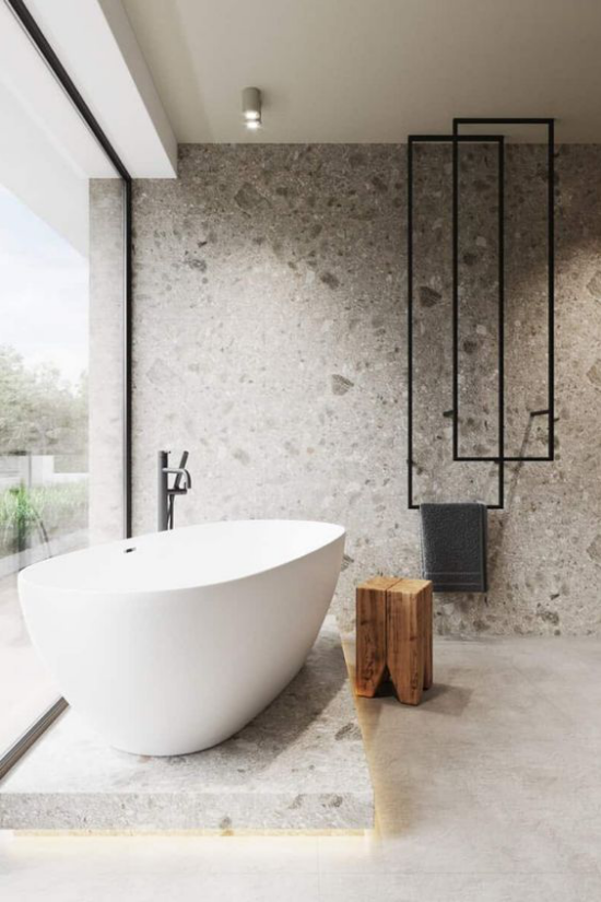Moderne Badezimmer im minimalistischen Stil Glaswand
