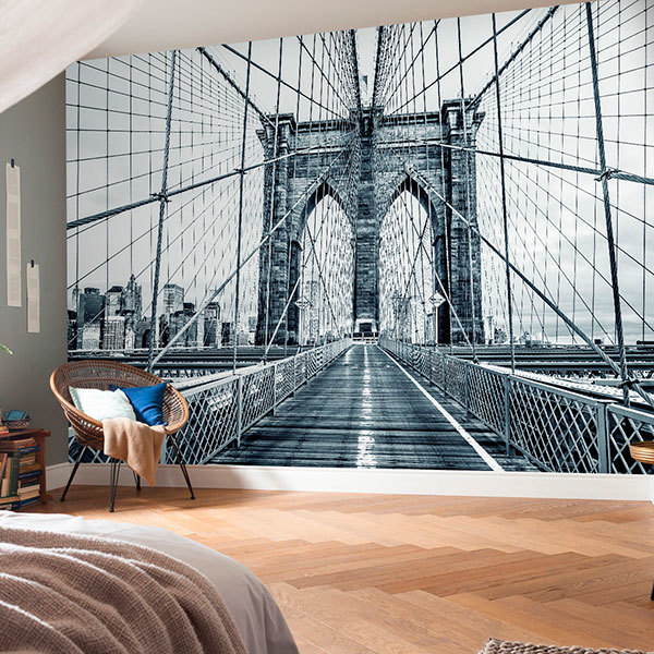 Fototapeten Schlafzimmer visuelle Tiefe Blick auf Brücke in NY für alle Reiselustigen