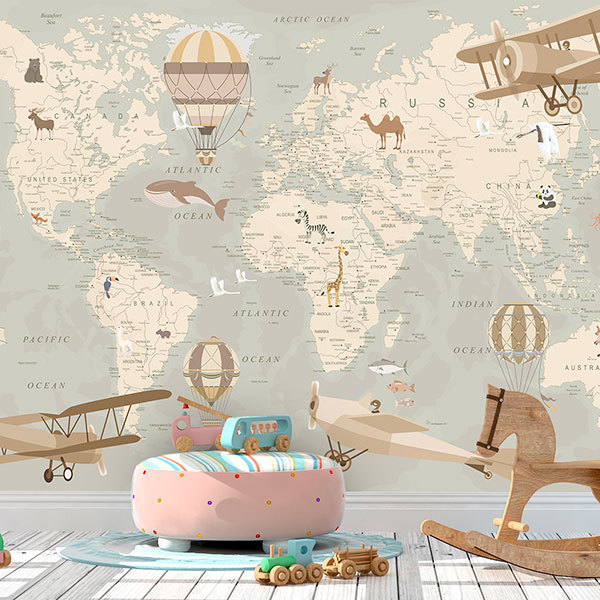 Fototapeten Weltkarte fürs Kinderzimmer die Fantasie der Kleinen anregen