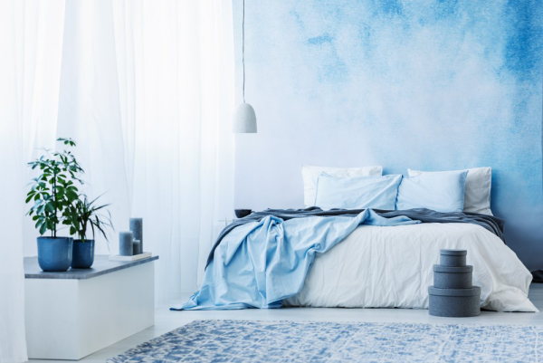 Schlafzimmer einrichten sanfte Blautöne Ruhe und Gelassenheit ausstrahlen