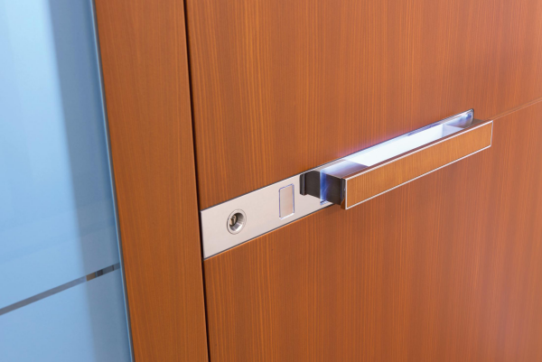 Eingangstüren modernes Design moderner Türgriff Fingerscanner gegen Einbrüche geschützt