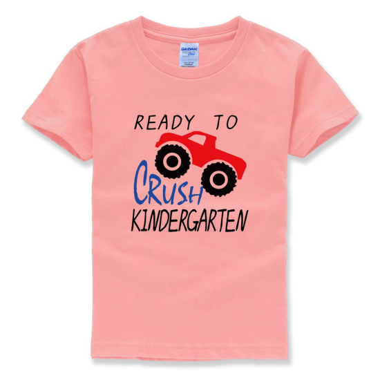 Kinder T Shirts rosafarbenes T Shirt Bild Auto interessante Schrift individuell gestaltet