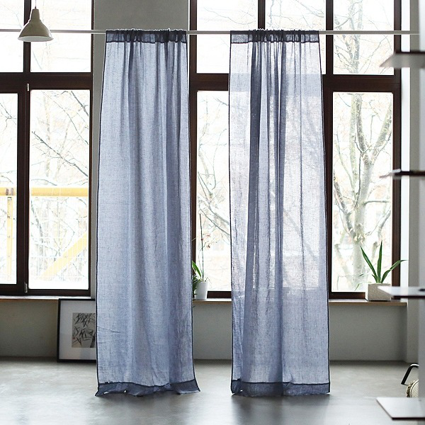 Leinenvorhänge beste Qualität super leichter Vorhang in Blaugrau halbtransparent