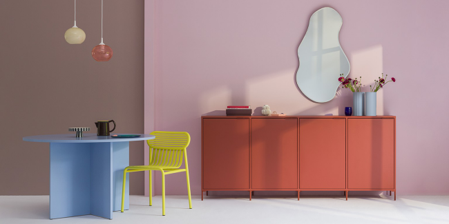 Kommoden ein Modell in Terrakotta Farbe Hingucker im Wohnzimmer modernes Flair
