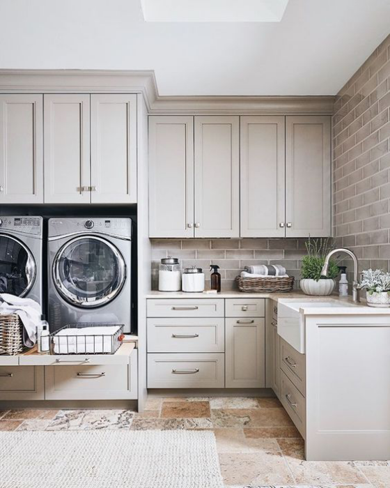 Küchenschränke umfunktionieren Waschküche praktisch und stilvoll zugleich gestaltet