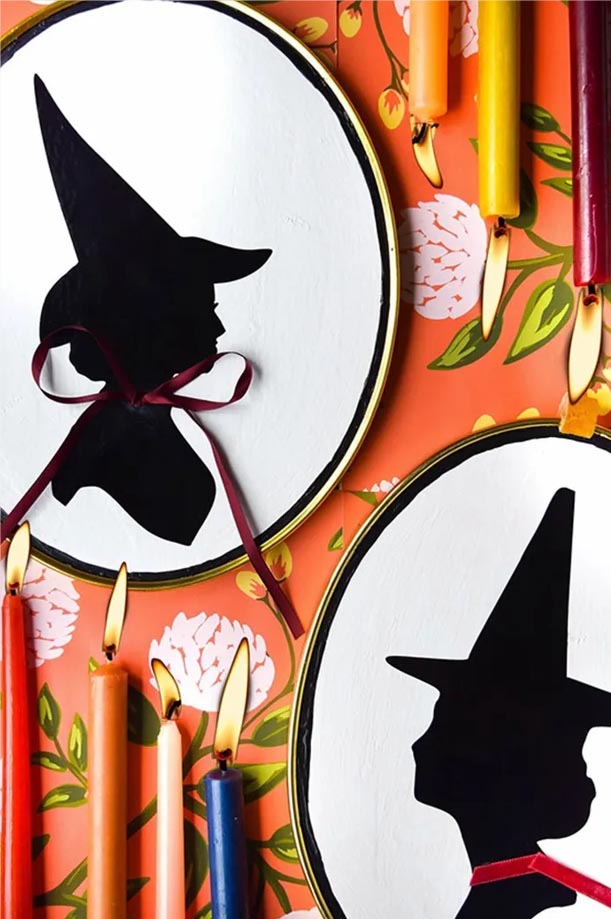 Last Minute Halloween Deko Hexen Silhouetten Bilder schmucken die Wand zum Gruselfest