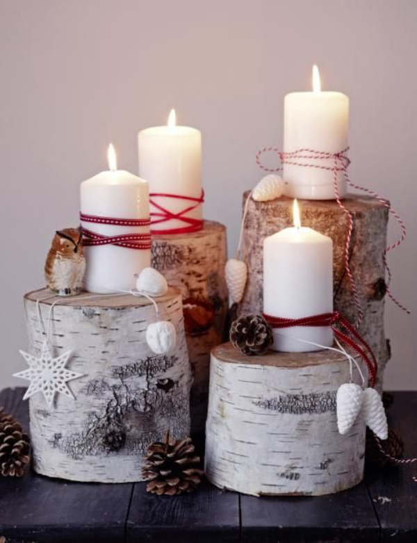 Adventskranz ein Must have der Vorweihnachtszeit einfach und schon vier weise Kerzen auf Birkenholz