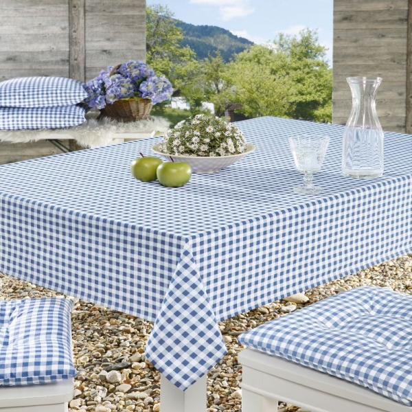 Beschichtete Tischdecken aus Baumwolle Wachstuch karierte Tischwasche blau weis echter Hingucker im Freien