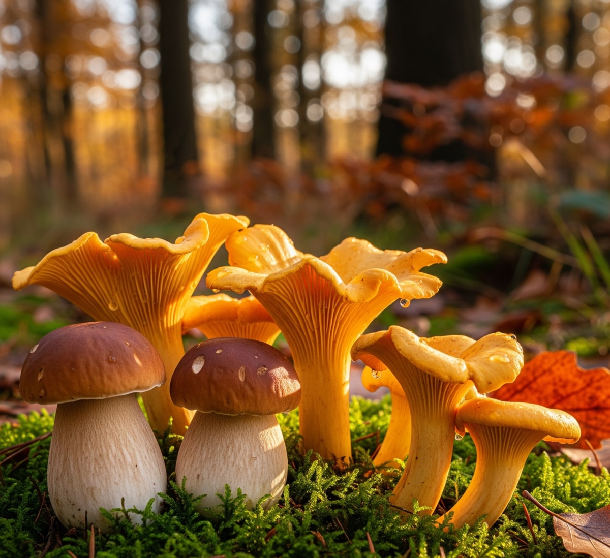 essbare Pilze sammeln im Wald