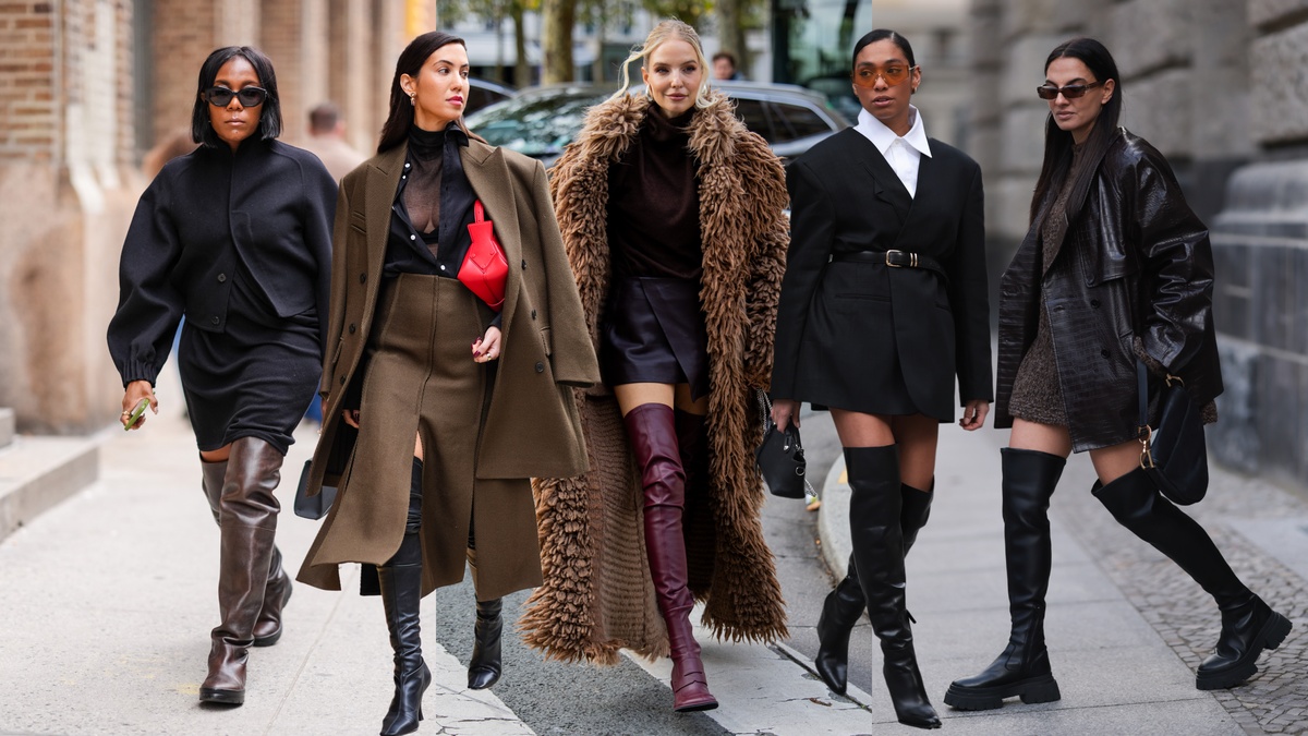 kniehohe Stiefel, lange Mäntel oder Lederjacken tragen die Damen