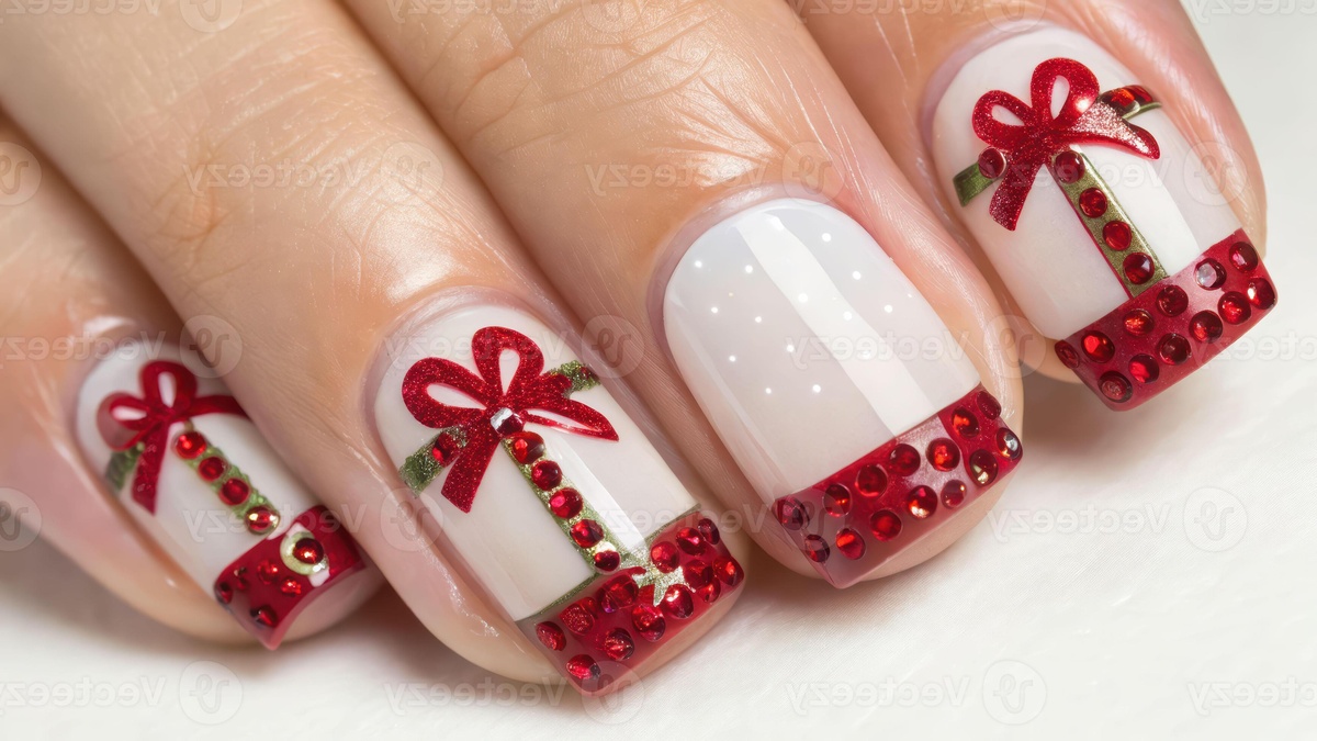 kurze Nägel weihnachtlich gestylt 