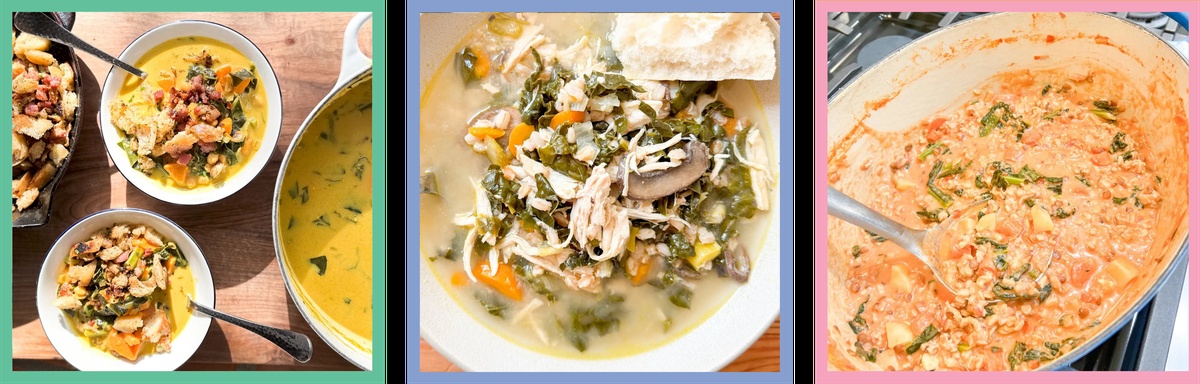 verschiedene warme Wintersuppen zur Auswahl 