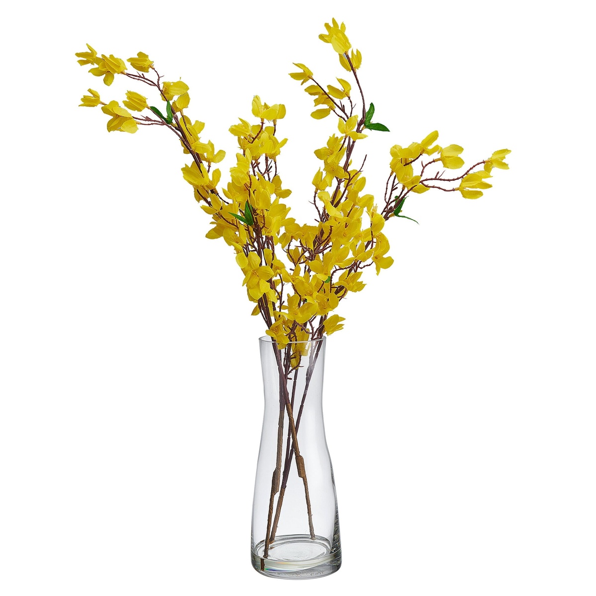 drei Forsythien Zweige in einer Vase 