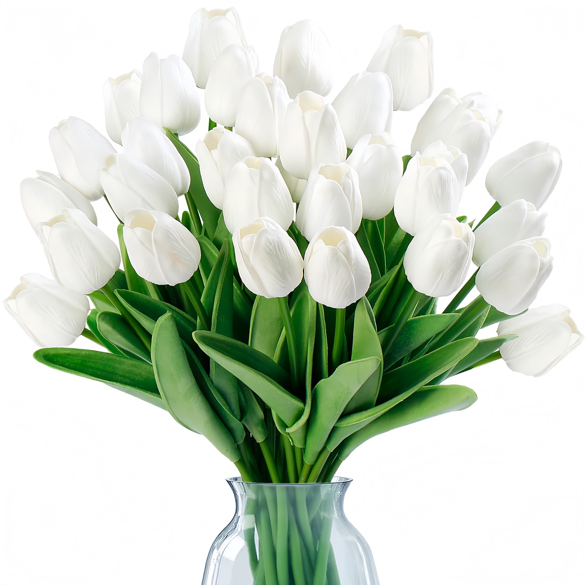 Deko mit Tulpen - weiße Tulpen in Glasvase